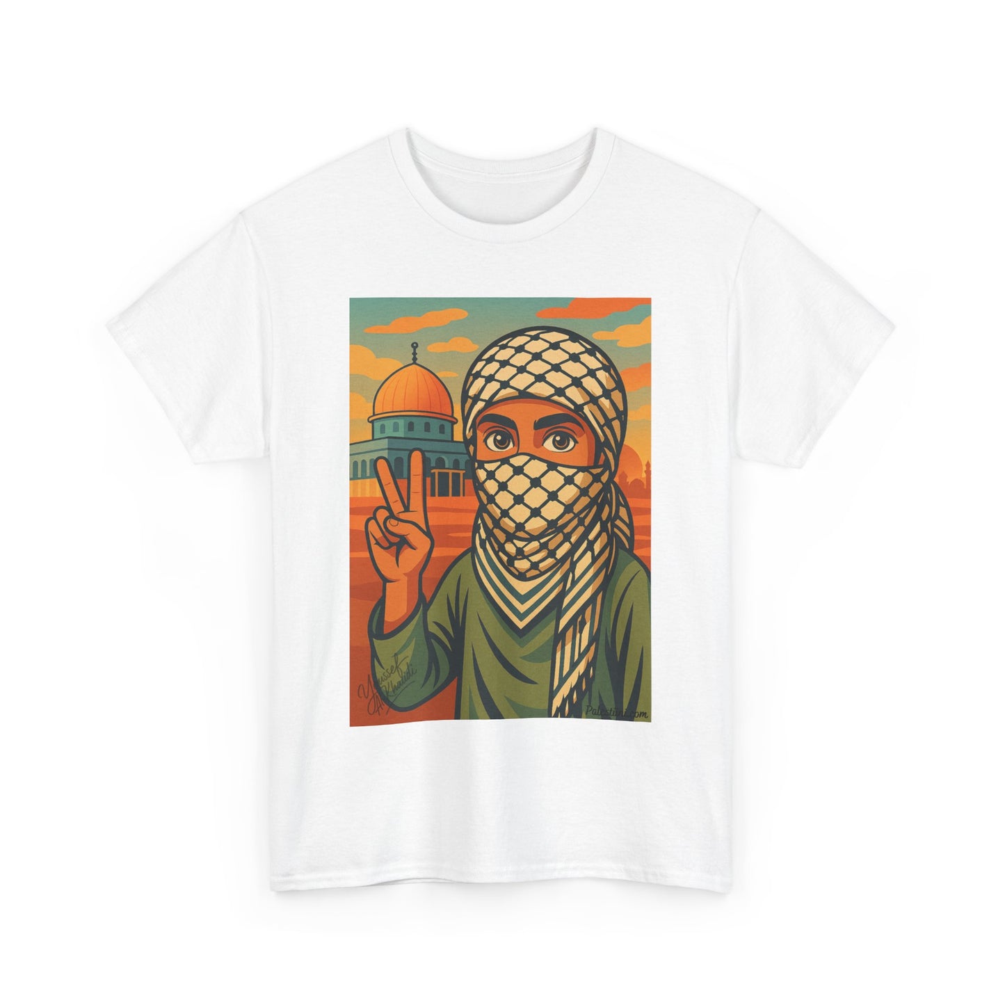 T shirt Palestine - "Paix & Héritage" - Impression Devant