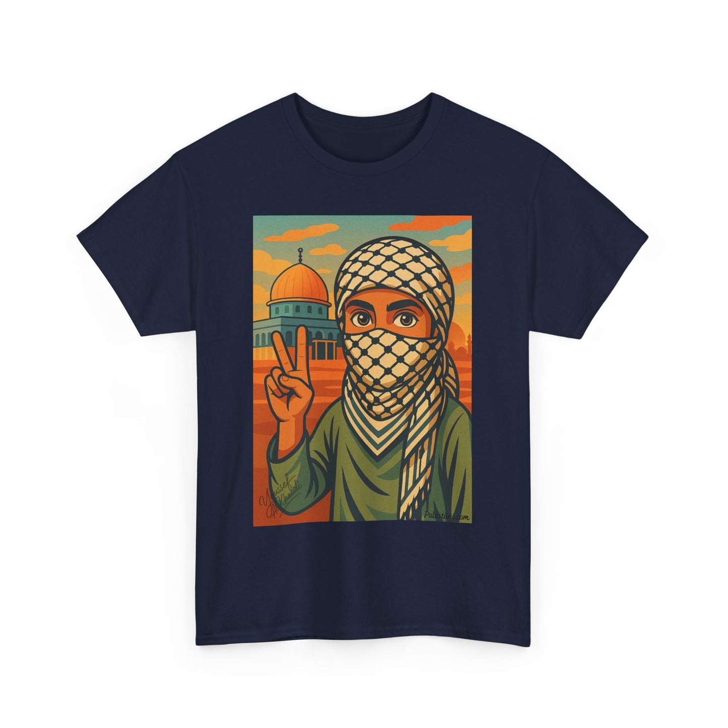 T shirt Palestine - "Paix & Héritage" - Impression Devant