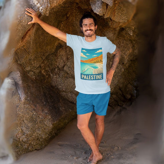T-shirt Palestine - "Vagues de Palestine" - Impression Devant